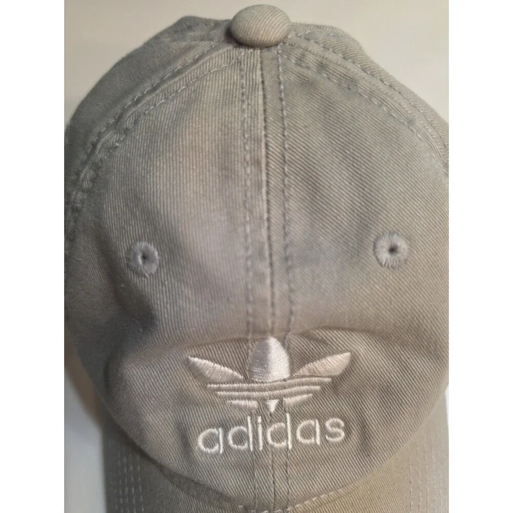 Adidas Gray 100% Cotton Adjustable Hat Cap One Size Embroidered Logo